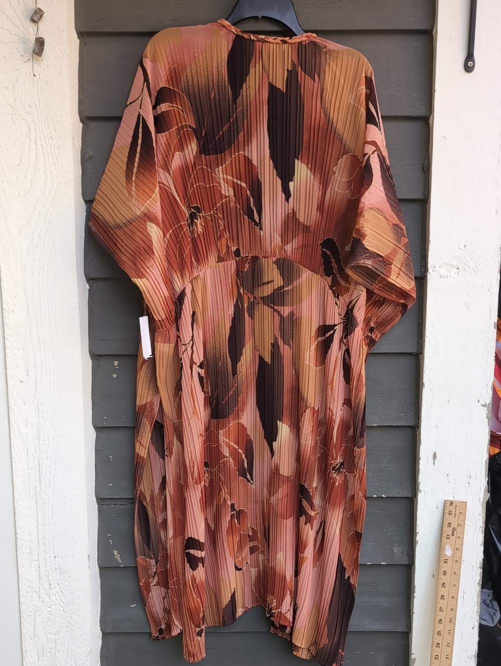 Dr 2 Pleated Floral Kimono Duster in Rust and Blush Free Size New With Tags - Picture 11 of 16
